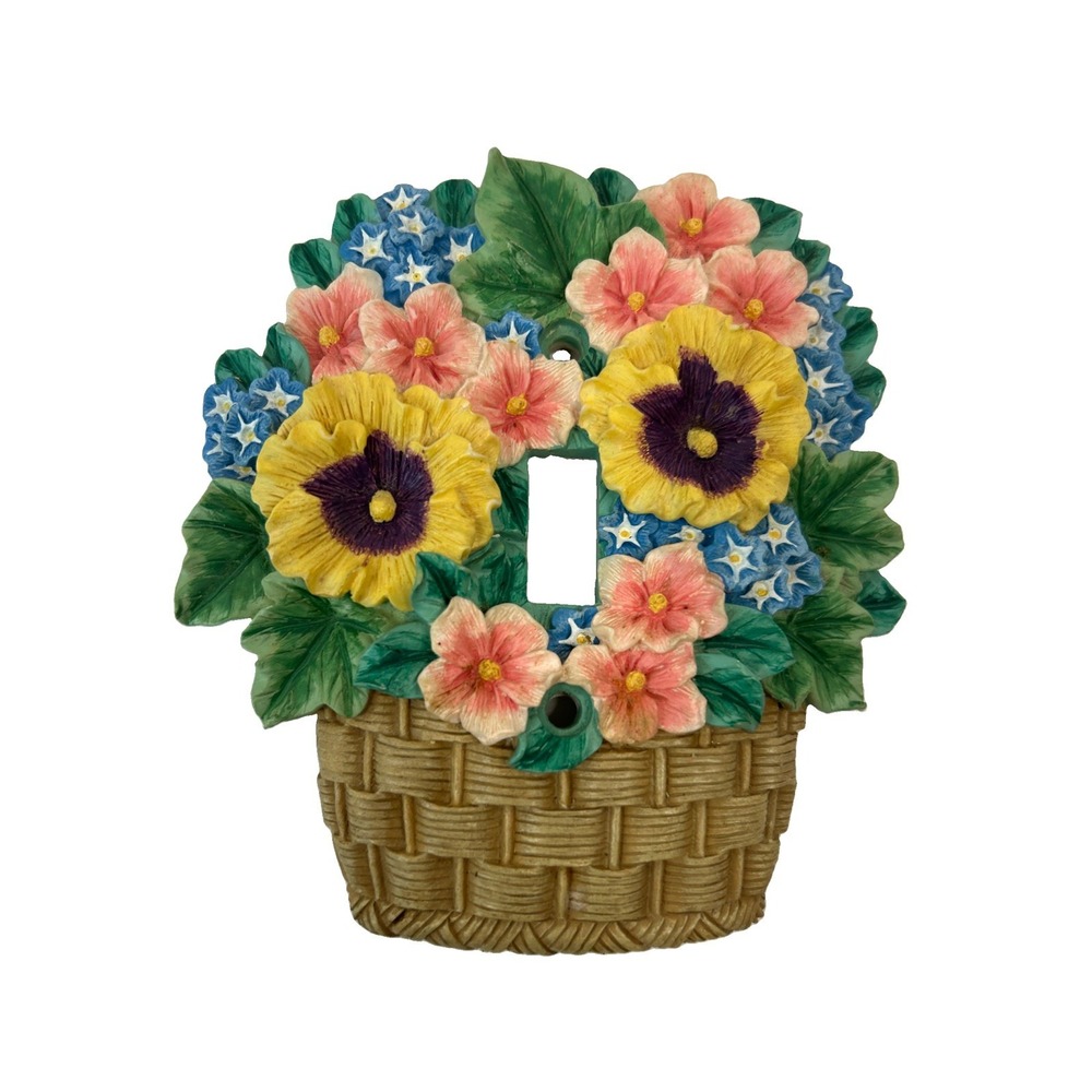 Light Switch Plate Cover Basket With Flowers Avon Cottagecore Grannycore Read